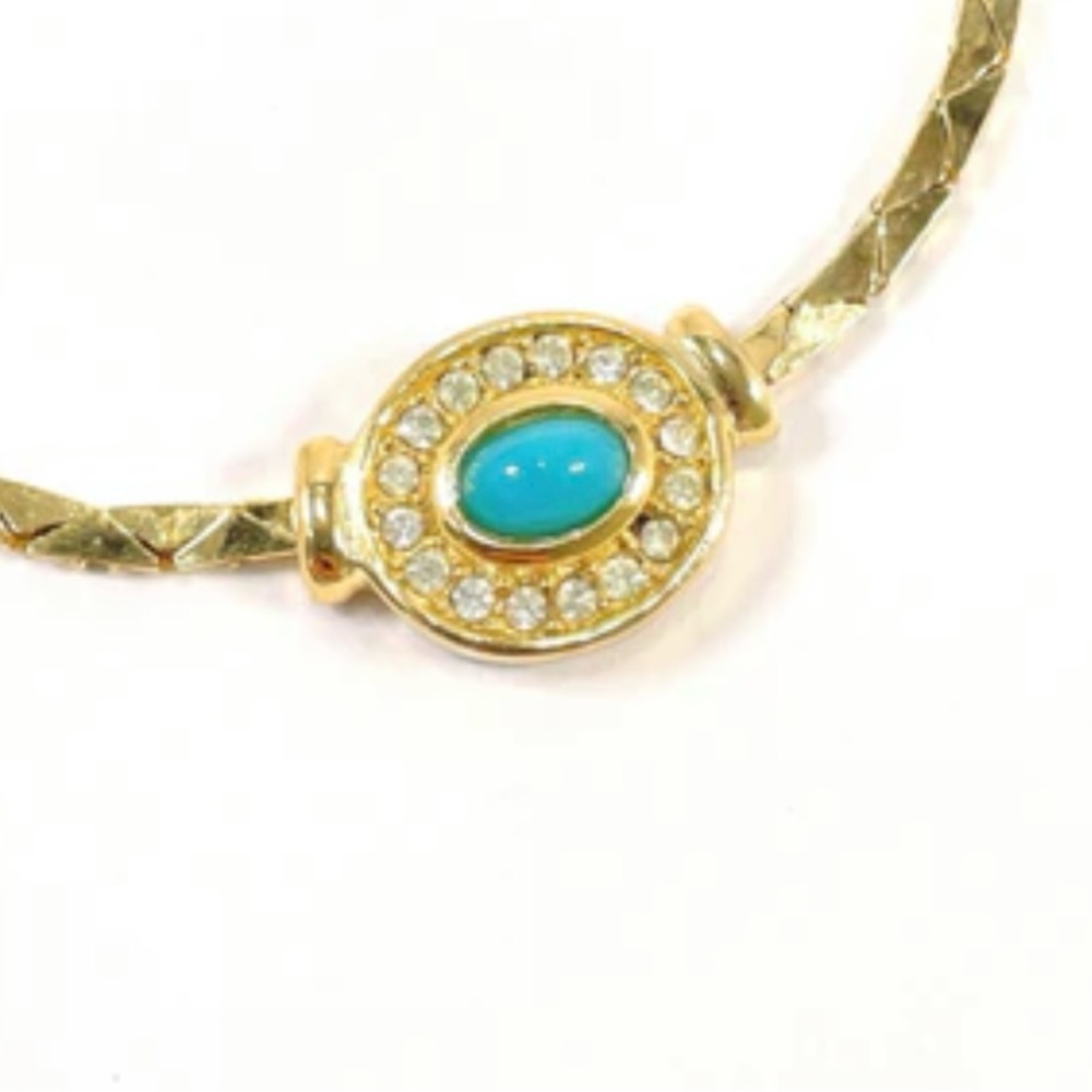 Christian Dior Gold and Turquoise Pendant Necklace